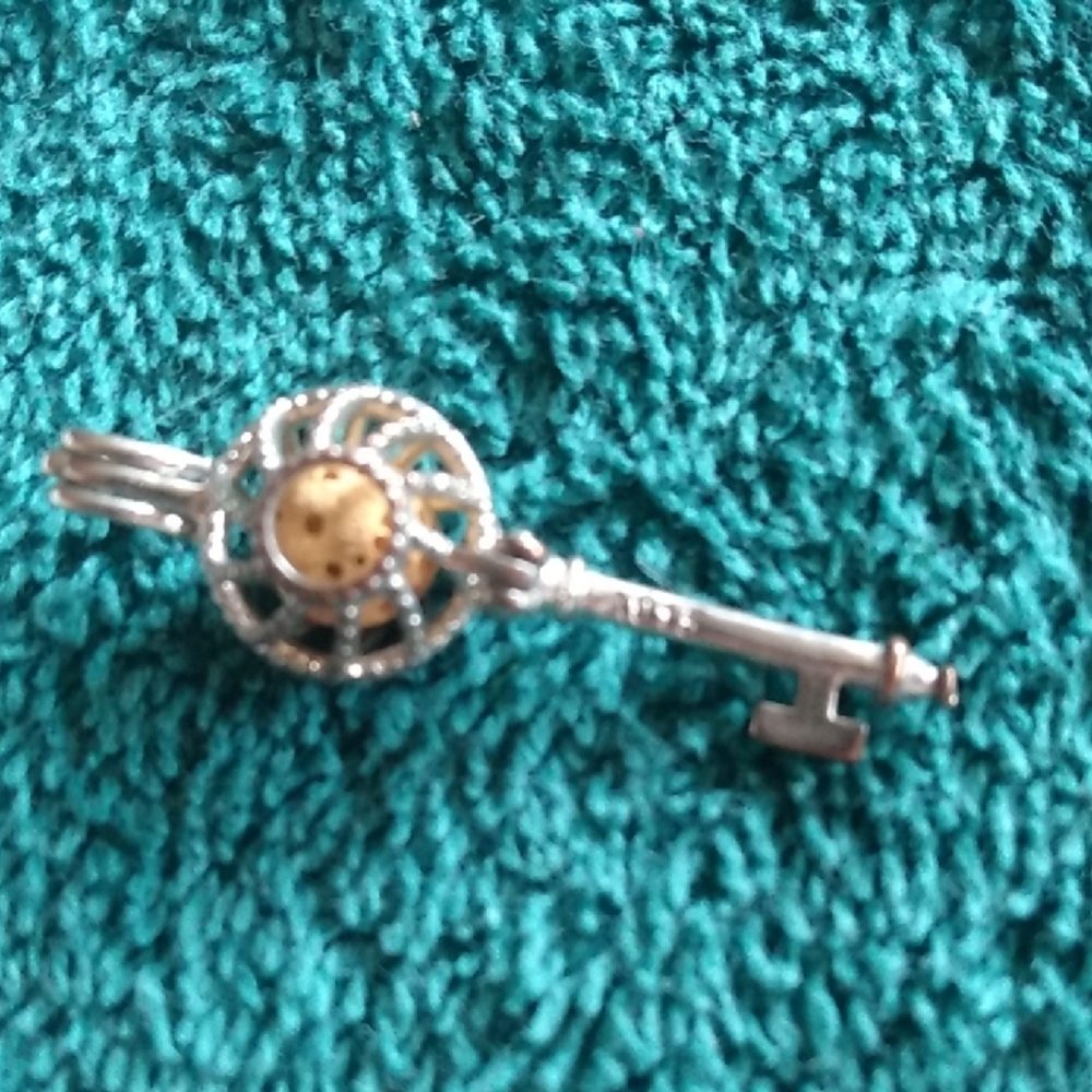 Silver Key Pendant with Colorful Beads - Picture 2 of 6
